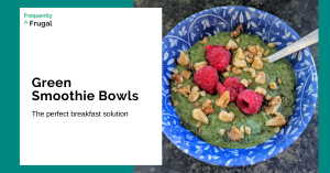 post title accompanied by a photo of a thick, green smoothie in a bowl, topped with chopped walnuts and fresh raspberries